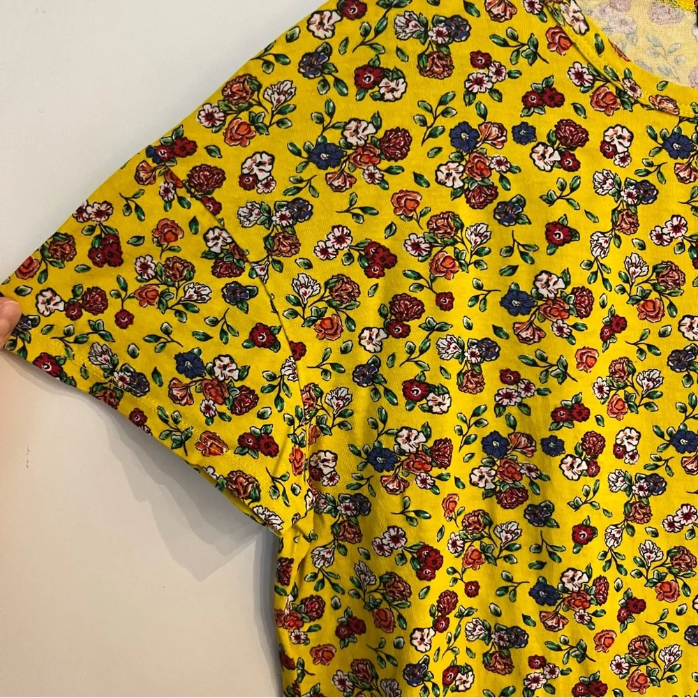 🐚🪼 2/20$ TOPS 🪼🐚 Zara Yellow Floral Short Sleeve Tee Sz S - Picture 2 of 5